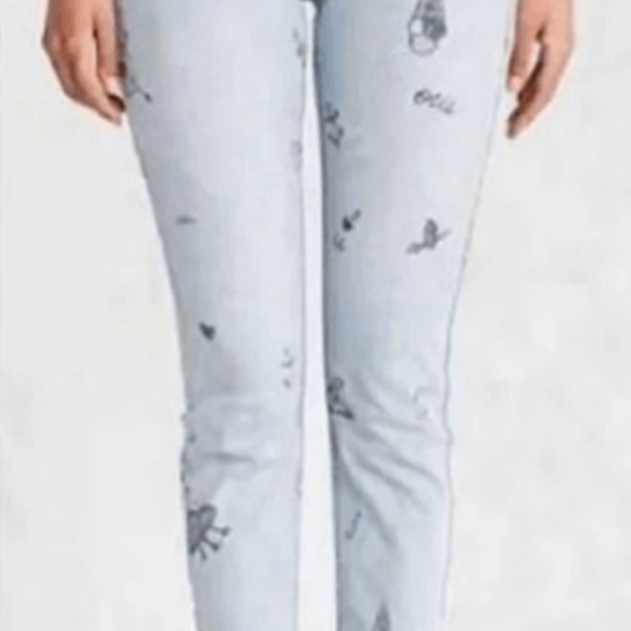 BDG High Rise Girlfriend Doodle Planet Space Diamond Hipster Boho Hippie Jeans - Picture 4 of 8